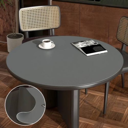 Toile Cirée Ronde - Gris Anthracite